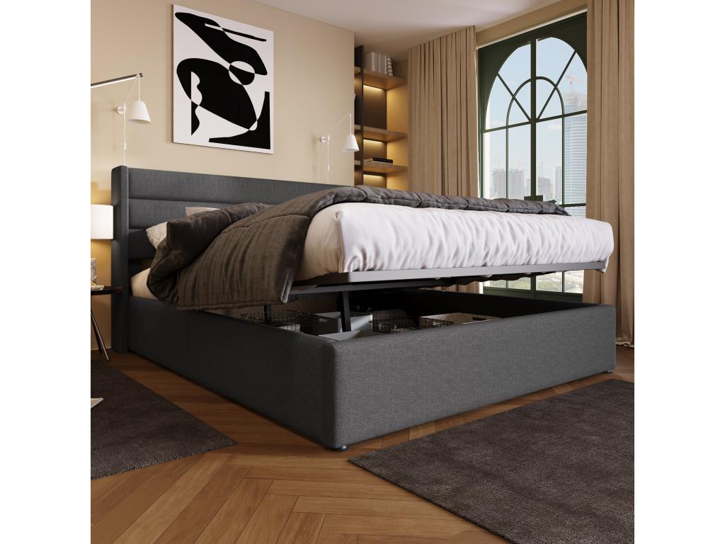 Gray Metal Bed, 140 x 200 cm