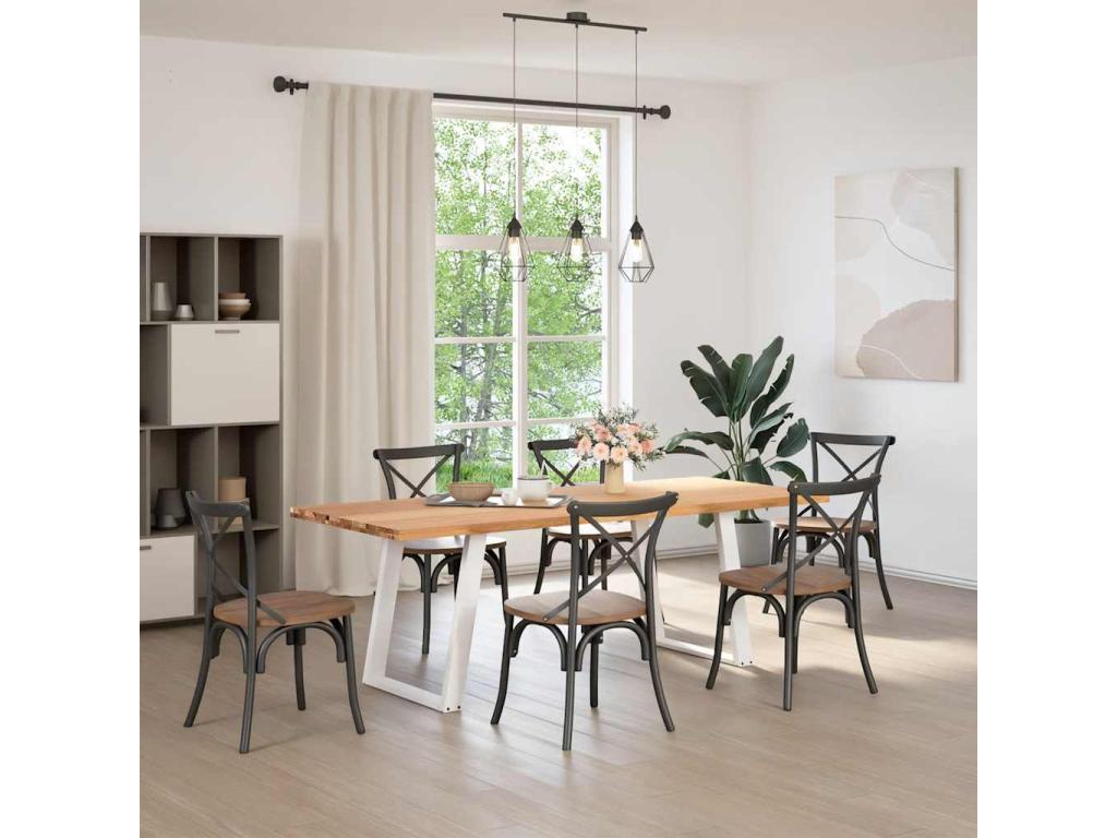 Brown Oak Wood Dining Table