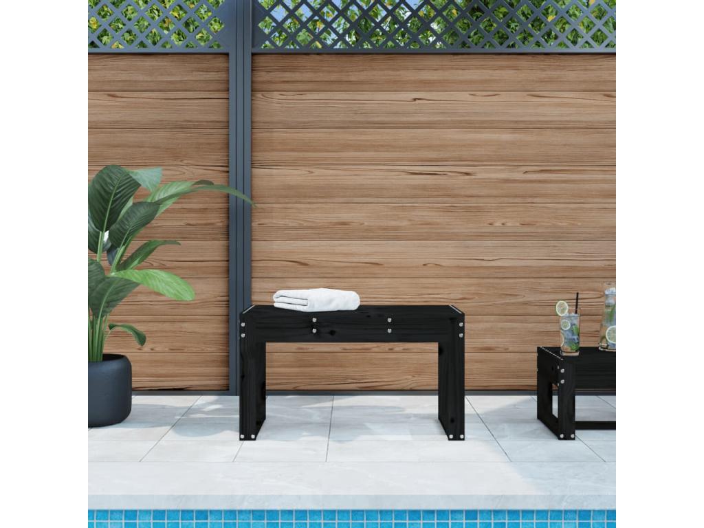 Black Solid Wood Bench, 80 x 38 x 45 cm