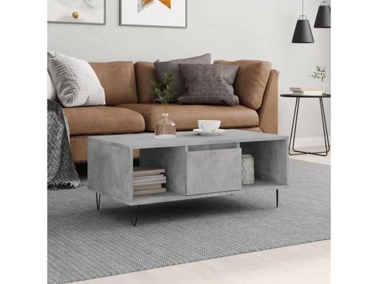 Gray Engineered Wood Coffee Table, 90 x 50 x 36.5 cm