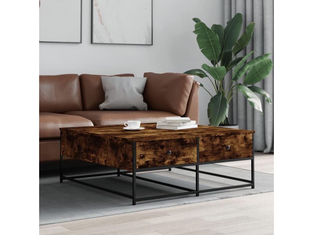 Natural Engineered Wood Coffee Table, 100 x 99 x 40 cm