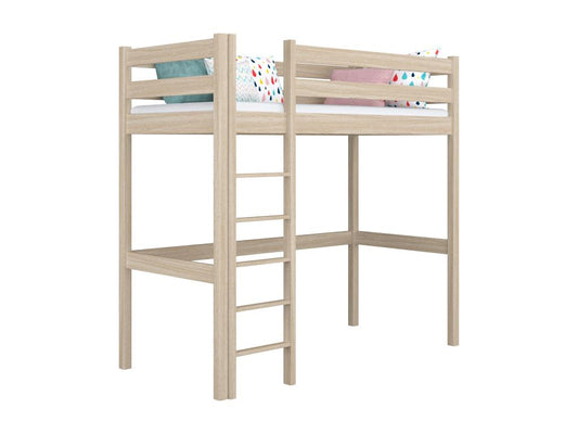 Beige Oak Wood Bed, 80 x 200 cm