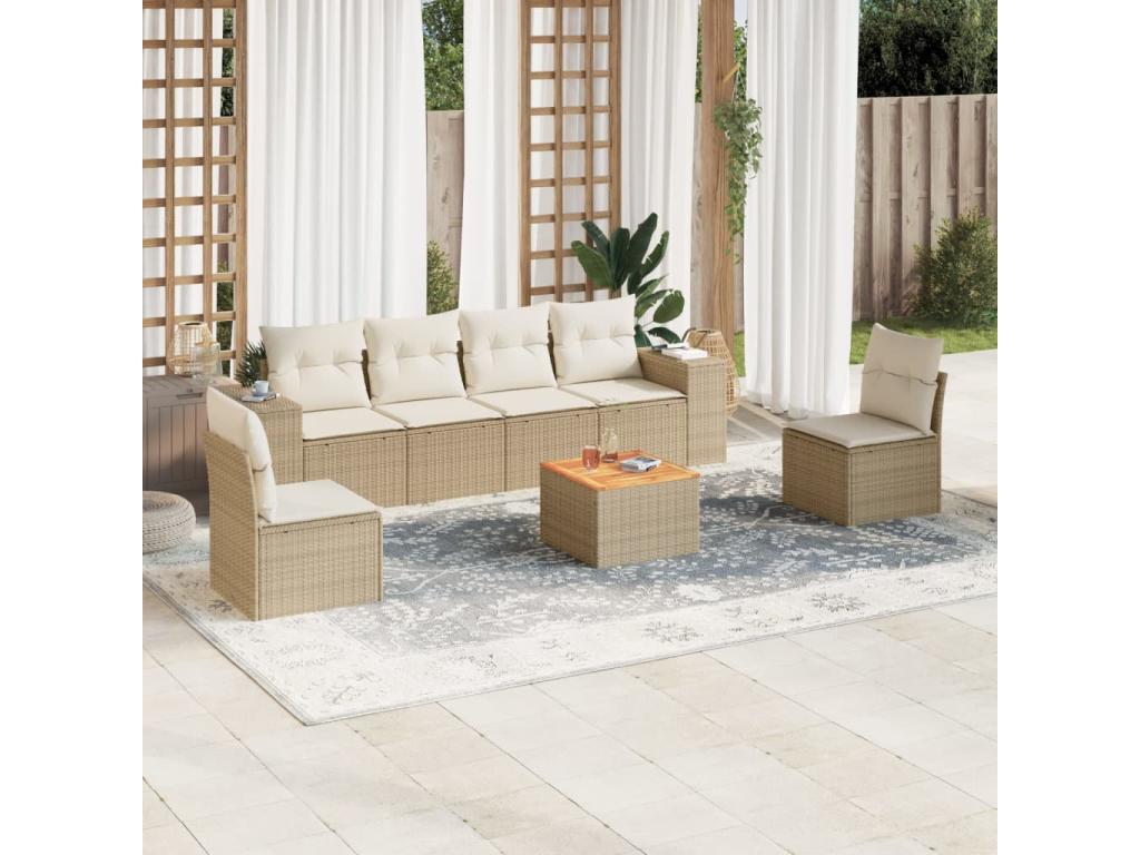 Beige Woven Resin Wicker Outdoor Furniture Set - dlz1766461864252